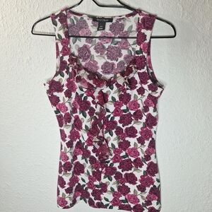 White House Black Market Floral Tank Top - Pink and White